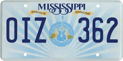MS license plate OIZ362