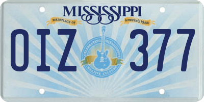 MS license plate OIZ377