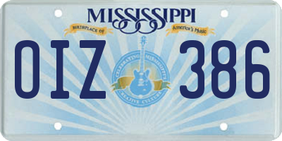 MS license plate OIZ386