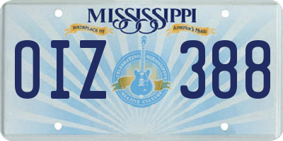 MS license plate OIZ388