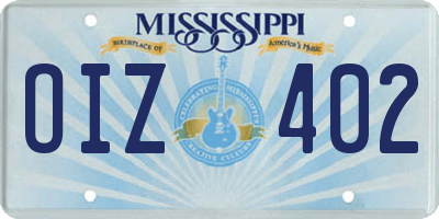 MS license plate OIZ402