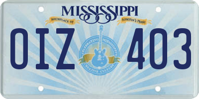 MS license plate OIZ403