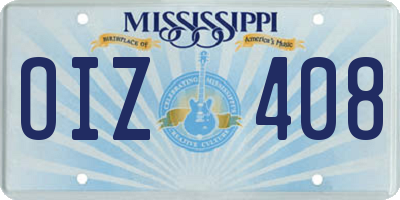 MS license plate OIZ408