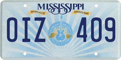 MS license plate OIZ409