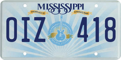 MS license plate OIZ418
