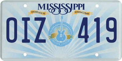 MS license plate OIZ419