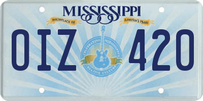 MS license plate OIZ420