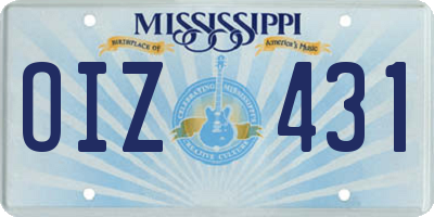 MS license plate OIZ431
