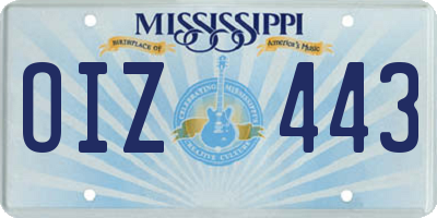 MS license plate OIZ443