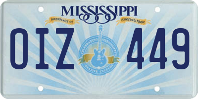 MS license plate OIZ449