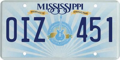 MS license plate OIZ451