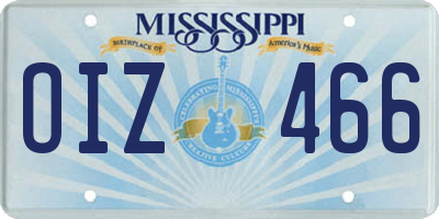MS license plate OIZ466