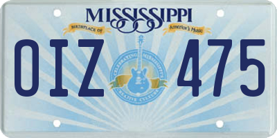 MS license plate OIZ475