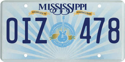 MS license plate OIZ478