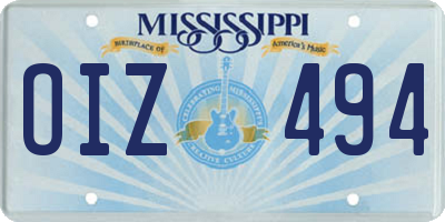 MS license plate OIZ494