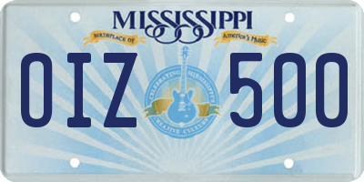 MS license plate OIZ500