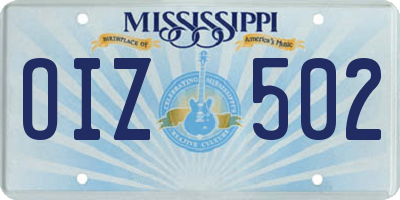MS license plate OIZ502