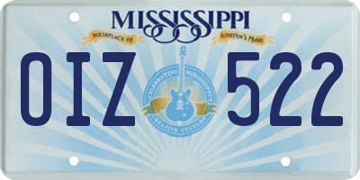 MS license plate OIZ522