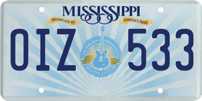MS license plate OIZ533