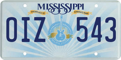 MS license plate OIZ543