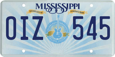 MS license plate OIZ545