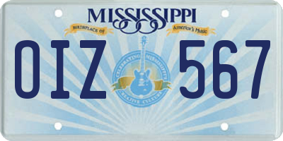 MS license plate OIZ567