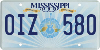 MS license plate OIZ580