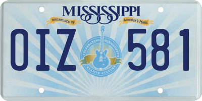 MS license plate OIZ581