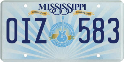 MS license plate OIZ583