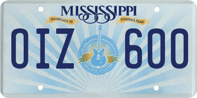 MS license plate OIZ600