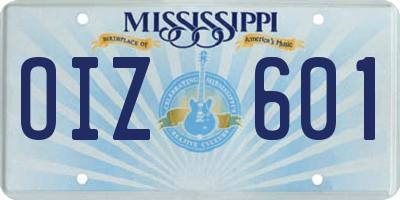 MS license plate OIZ601