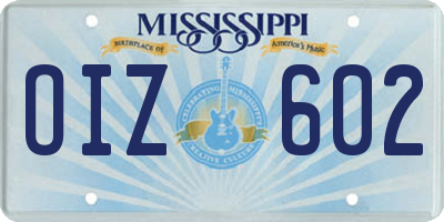 MS license plate OIZ602