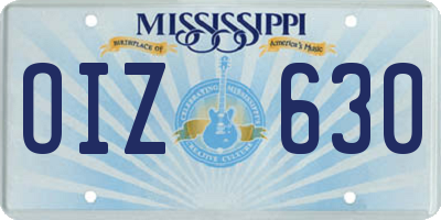MS license plate OIZ630