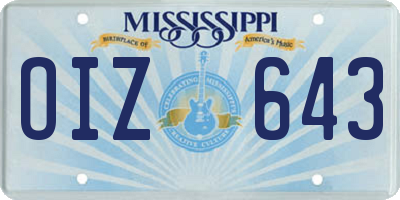 MS license plate OIZ643