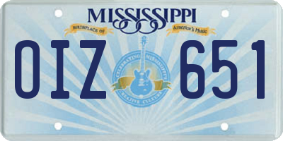 MS license plate OIZ651