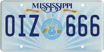 MS license plate OIZ666