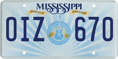 MS license plate OIZ670