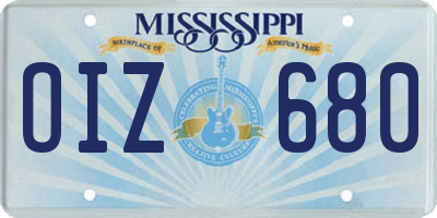 MS license plate OIZ680