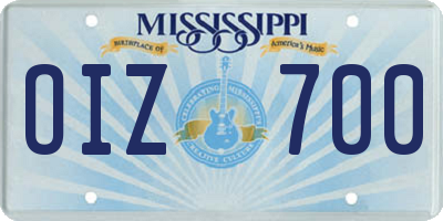 MS license plate OIZ700