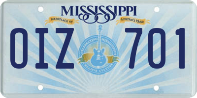 MS license plate OIZ701