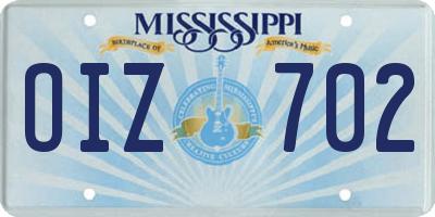 MS license plate OIZ702