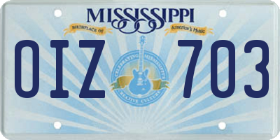 MS license plate OIZ703