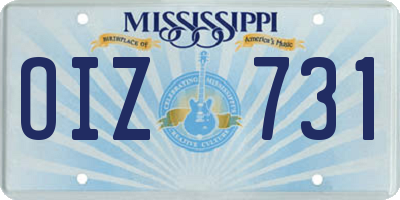 MS license plate OIZ731