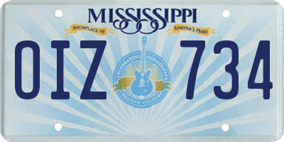 MS license plate OIZ734