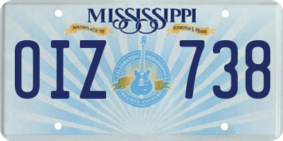 MS license plate OIZ738