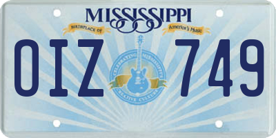 MS license plate OIZ749