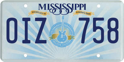 MS license plate OIZ758