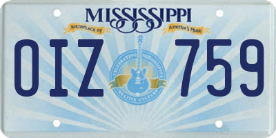 MS license plate OIZ759