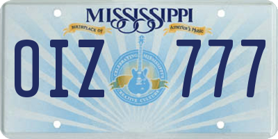 MS license plate OIZ777