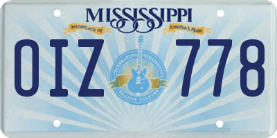 MS license plate OIZ778
